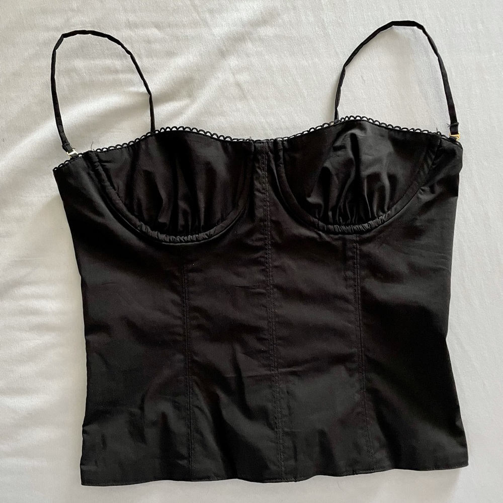 Black Danielle Bernstein WeWoreWhat corset top, size 2.